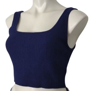 House Of Harlow 1960 Navy Blue Ribbed Knit Crop Top Size Medium